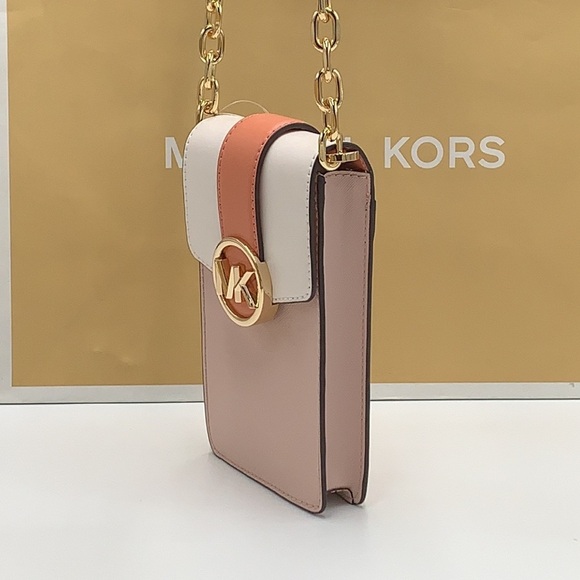 MICHAEL KORS Carmen Small Color-Block  Phone Crossbody Bag POWDER BLUSH MULTI - Picture 3 of 16